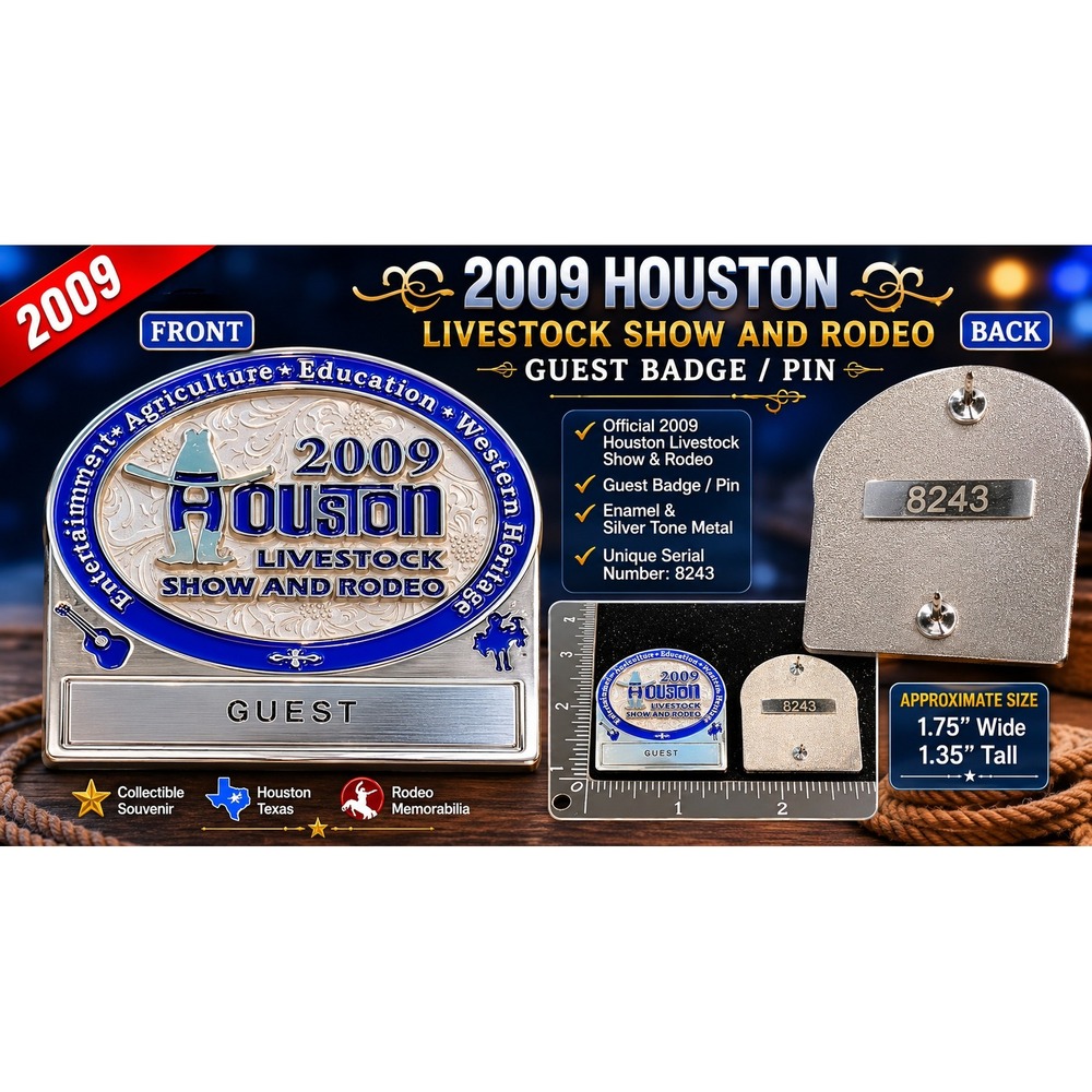 2009 Houston Livestock Show‎ and Rodeo Guest Pin HLSR Western Heritage Blue Slv